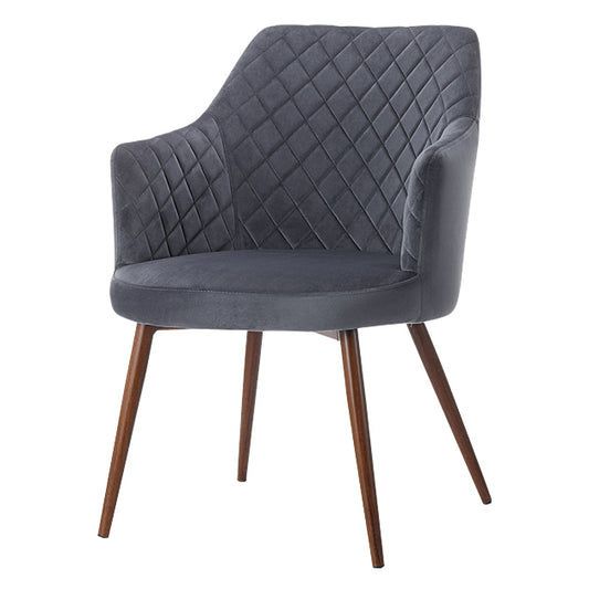 Ackleton Velvet Dining Chair Grey with Walnut Metal Legs