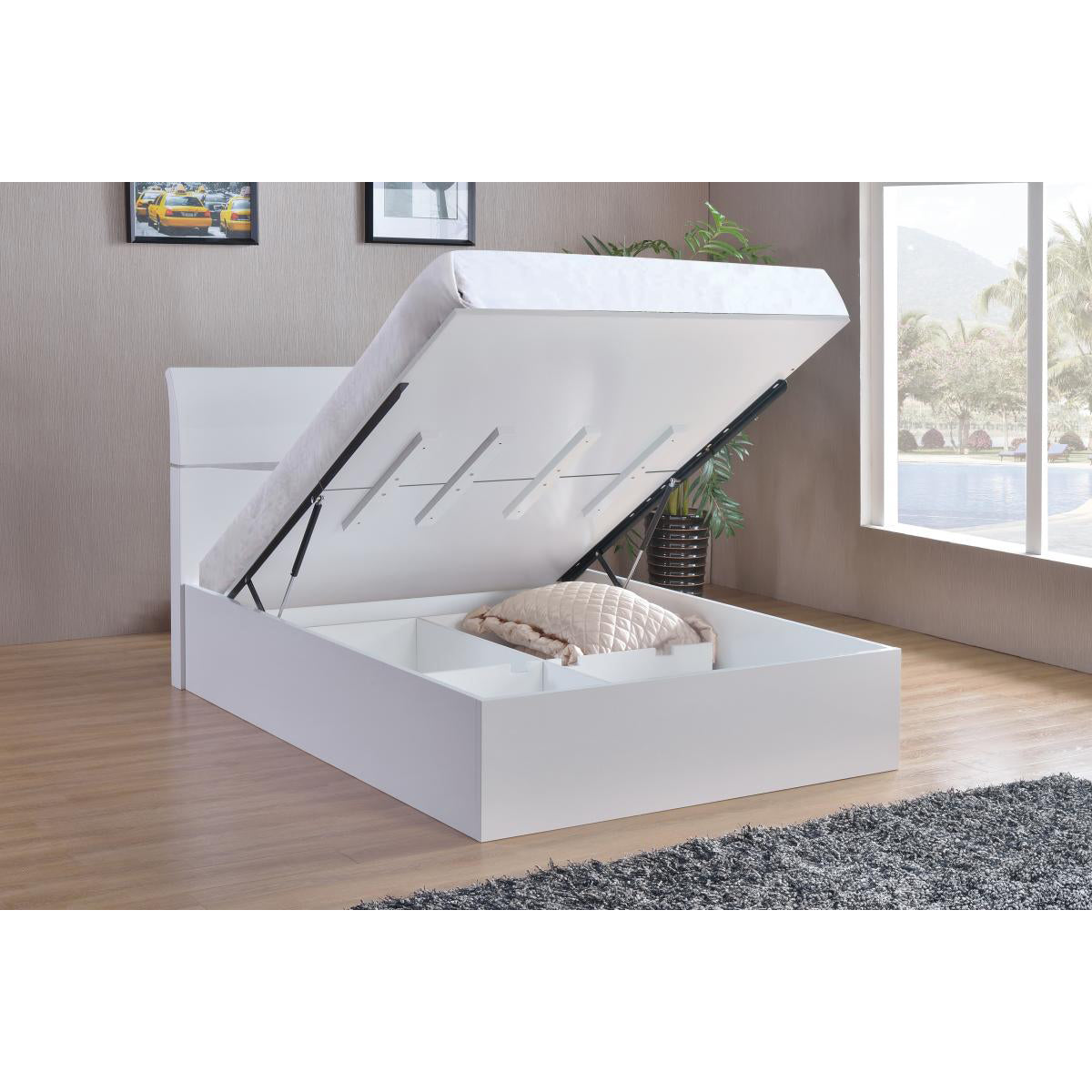 Arden High Gloss Storage Bed Double