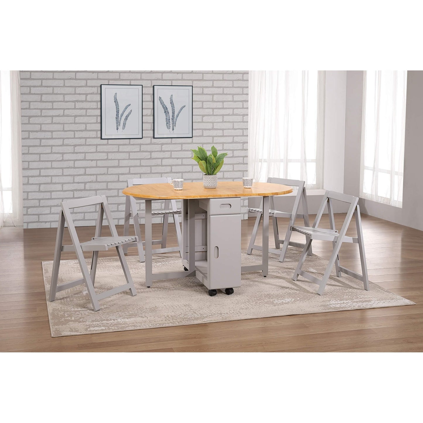 Butterfly Dining Set with 4 Chairs Oak & Grey