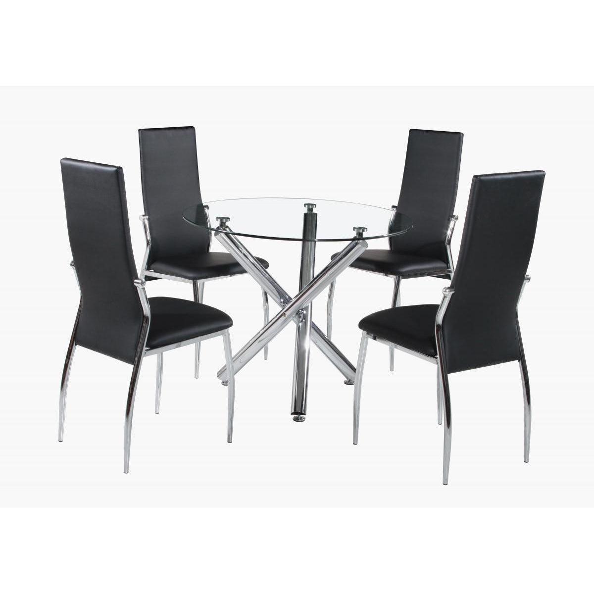 Calder Dining Table Chrome & Clear Glass