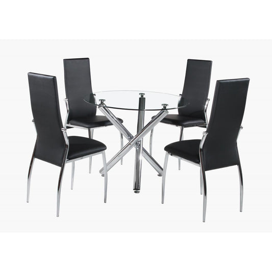 Calder Dining Table Chrome & Clear Glass