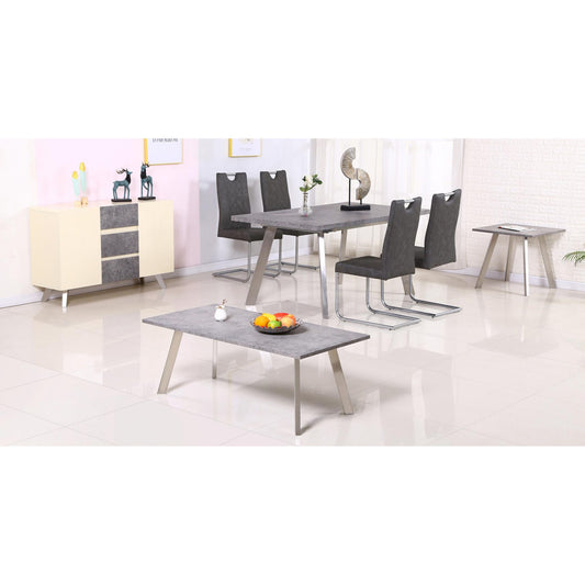 Calipso Special PU Grey Chairs with Brushed Stainless Steel (4s)