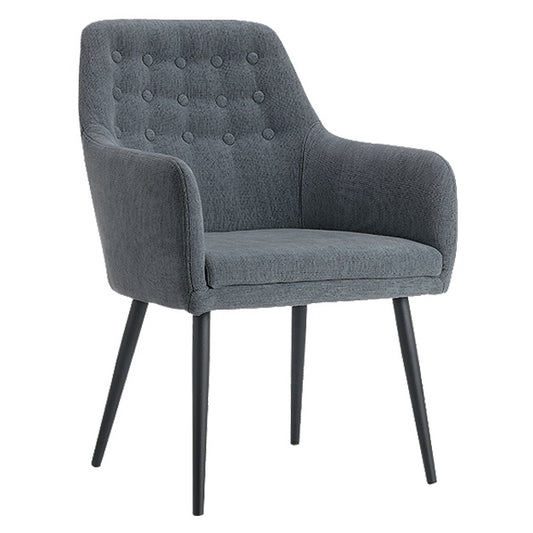 Cambridge Fabric Arm Chair Grey with Black Metal Legs