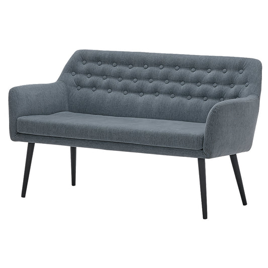 Cambridge Fabric Sofa 2S Grey with Black Metal Legs