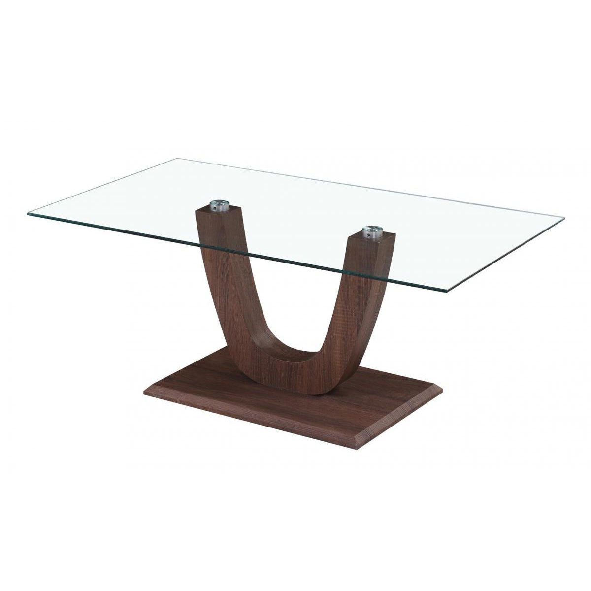 Capri Coffee Table Clear Glass Walnut