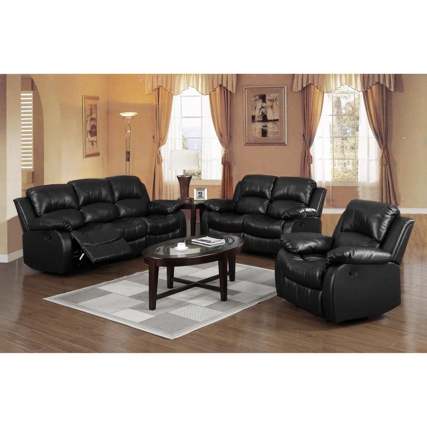 Carlino Recliner Full Bonded Leather 3 Seater