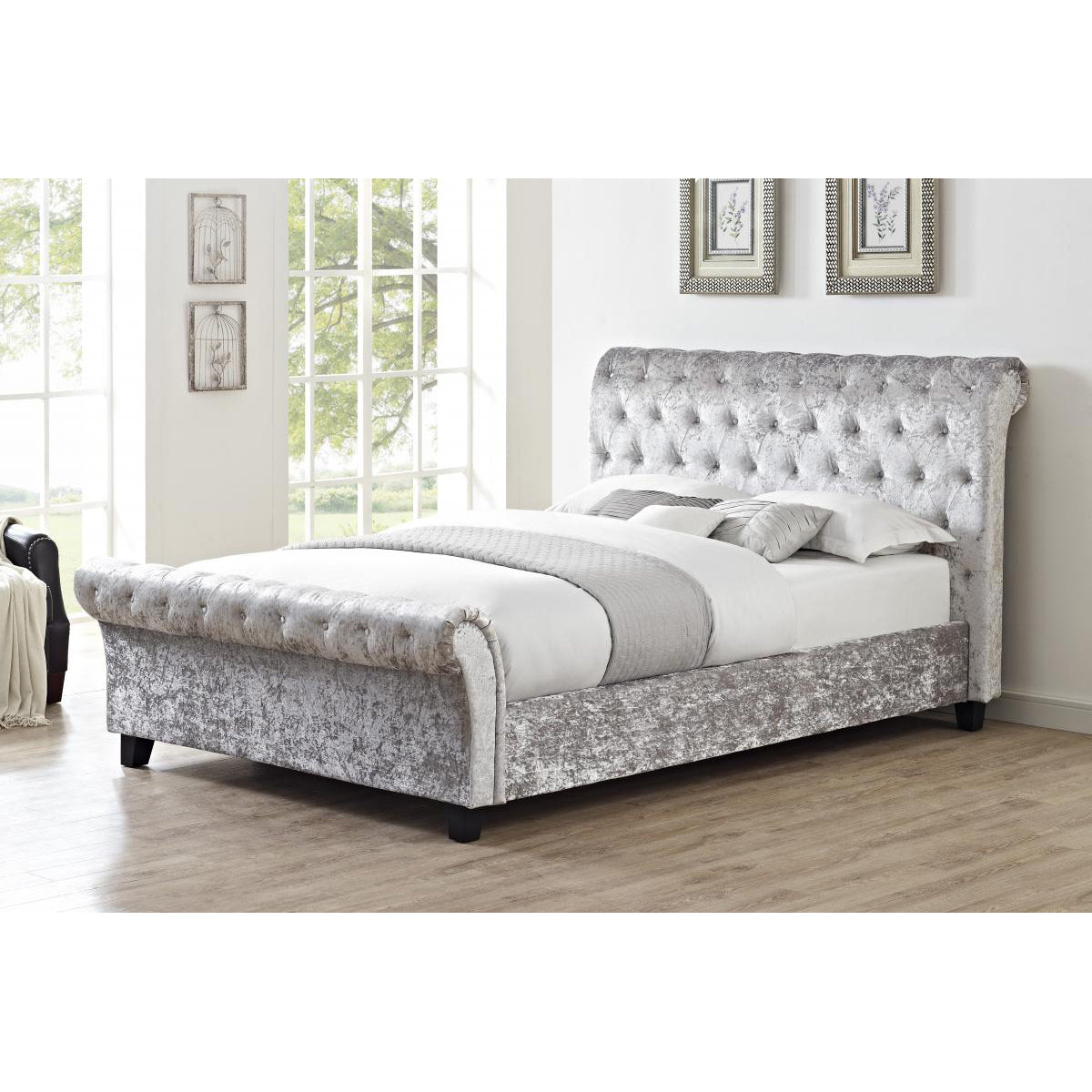 Casablanca HFE Crushed Velvet King Size Bed Grey