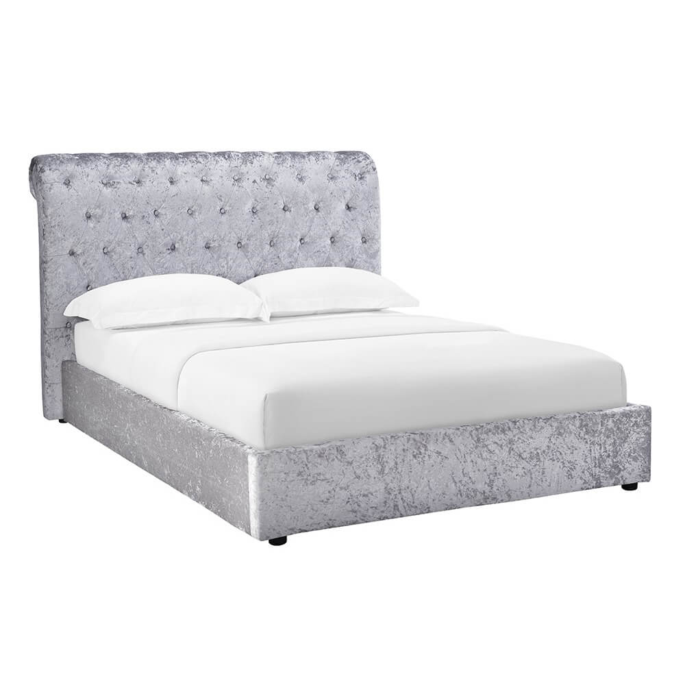 Casablanca Storage Crushed Velvet Double Bed Grey