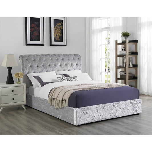 Casablanca Storage Crushed Velvet King Size Bed Grey