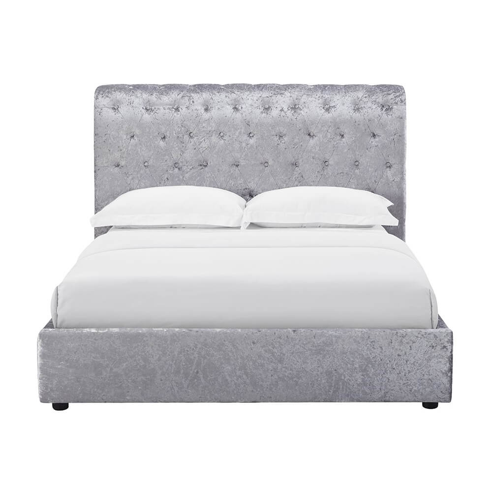 Casablanca Storage Crushed Velvet Double Bed Grey