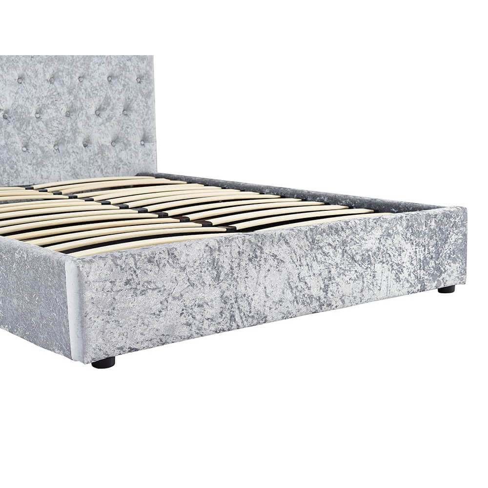 Casablanca Storage Crushed Velvet Double Bed Grey