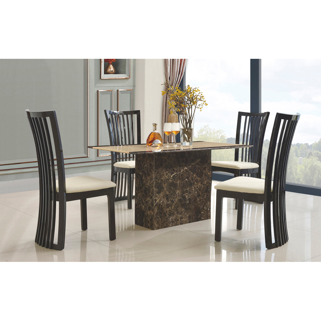 Cincinnatti Dining Chair Solid Wood Frame Dark Oak