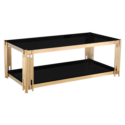 Cleveland Black Glass Coffee Table Gold