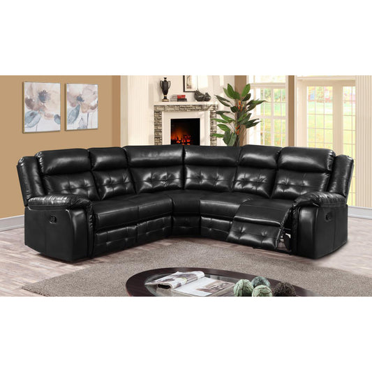 Cobalt Recliner LeatherLux & PU Corner Group Black