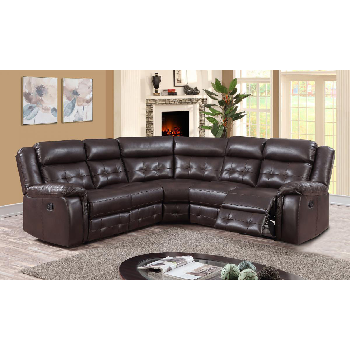 Cobalt Recliner LeatherLux & PU Corner Group Black