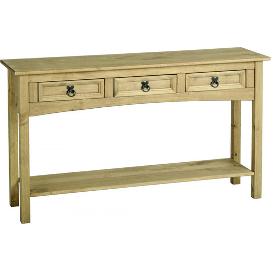 Corona Console Table 3 Drawer with Shelf