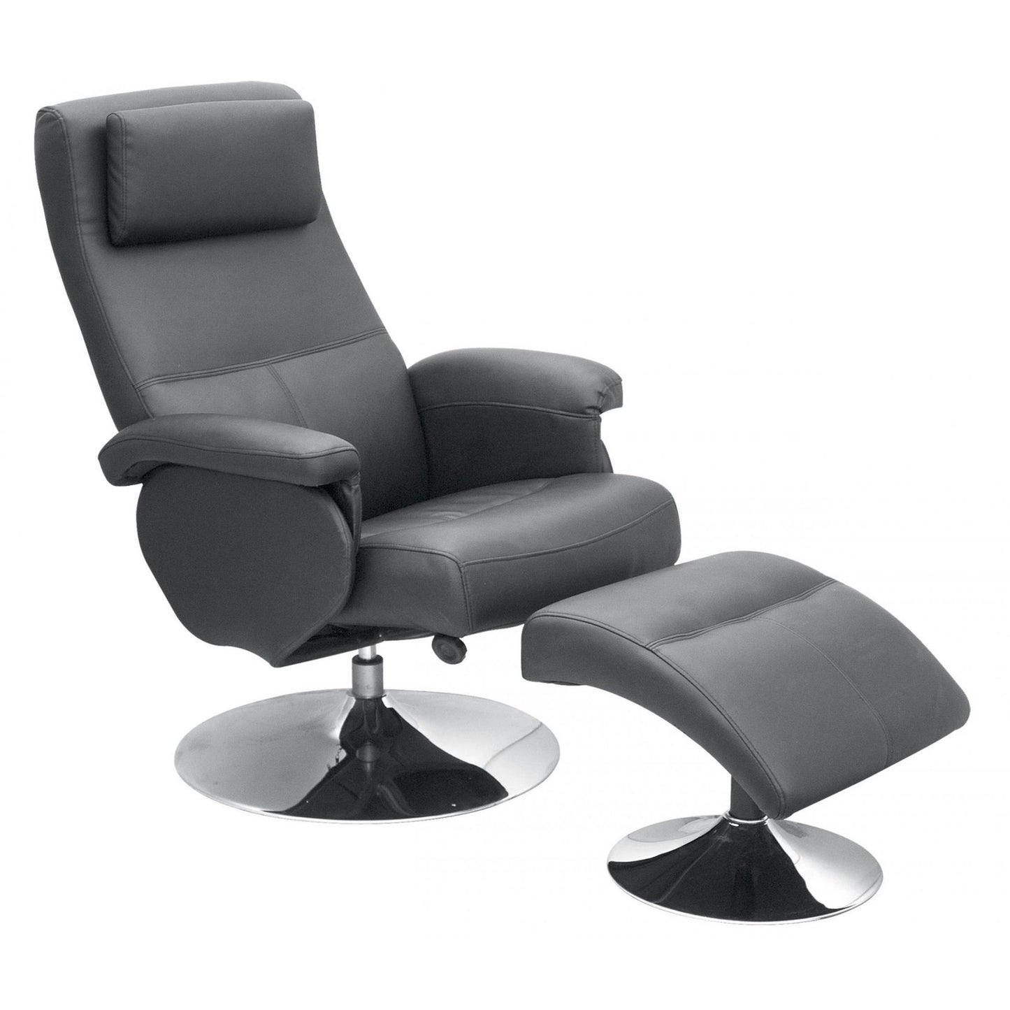 Denton Recliner with Footstool PU & PVC Black