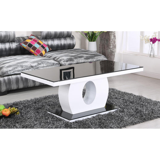 Edenhall Black Glass Coffee Table Black & White High Gloss