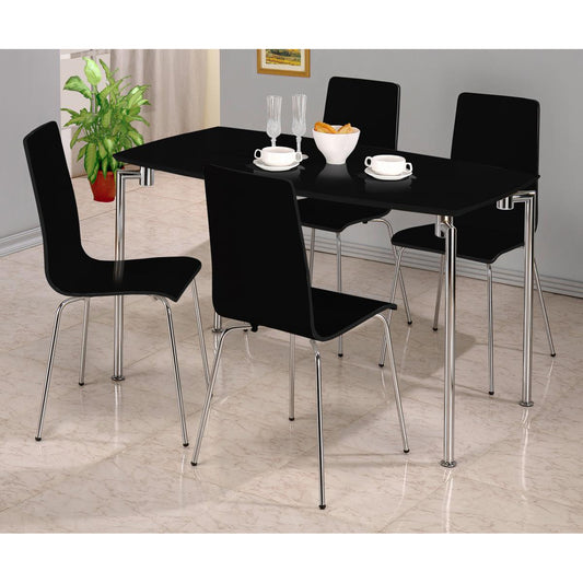 Fiji High Gloss Rectangle Dining Set with 4 Chairs Black