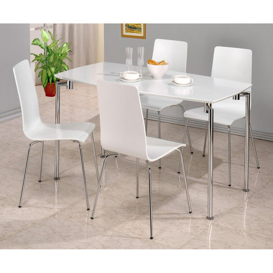 Fiji High Gloss Rectangle Dining Set with 4 Chairs White