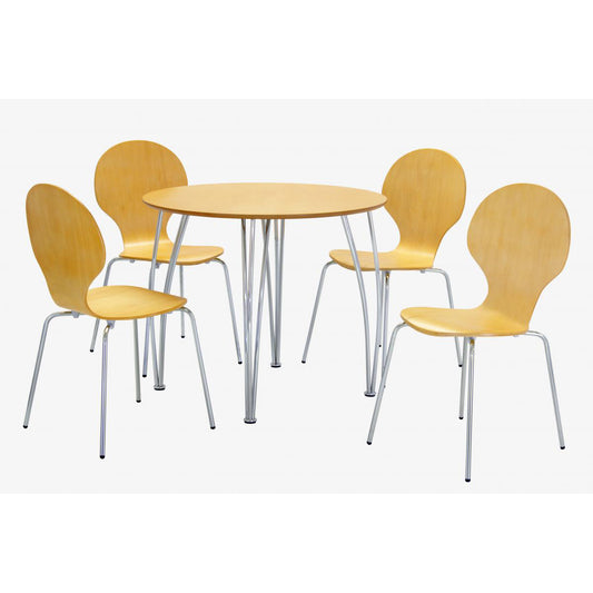 Fiji Round Dining Set with 4 Chairs Beech