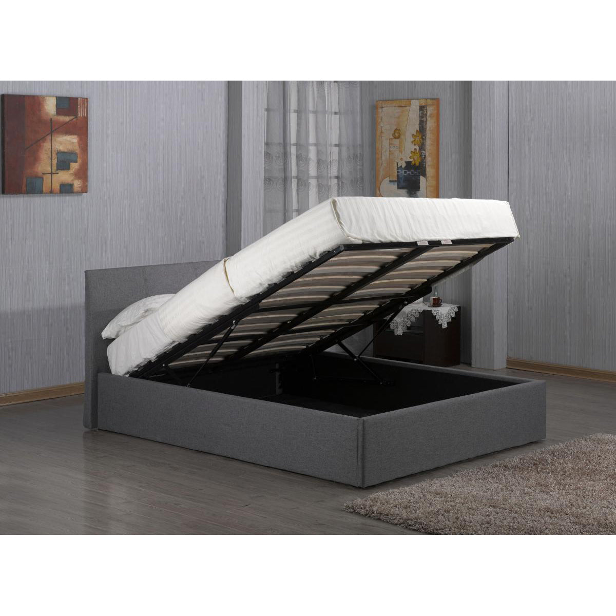 Fusion Fabric Storage 4 Foot Bed Grey