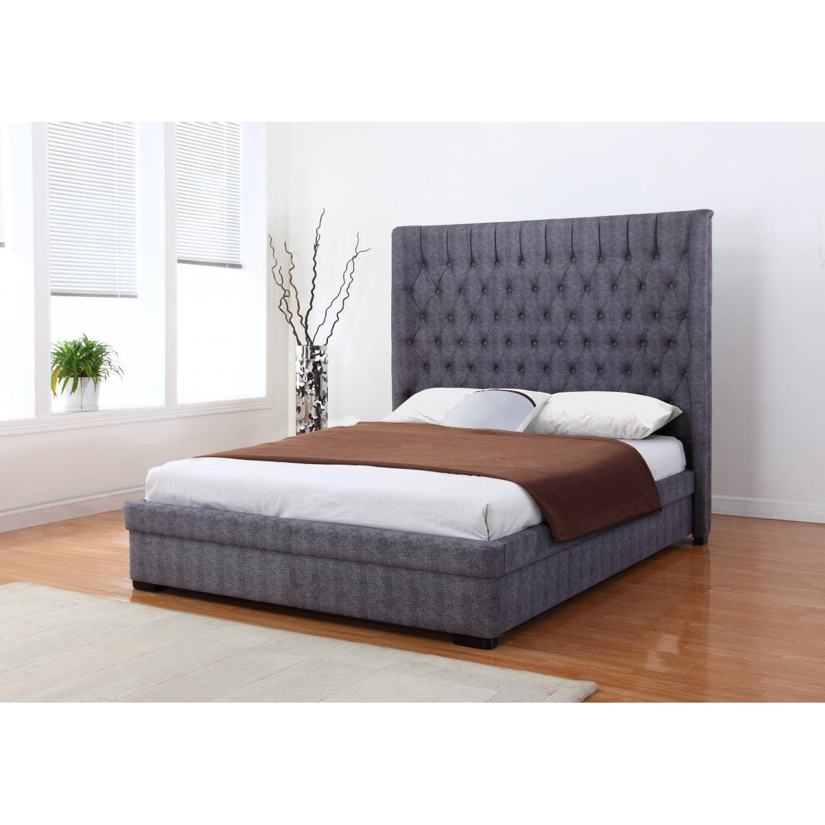 Genesis Linen King Size Bed Dark Grey