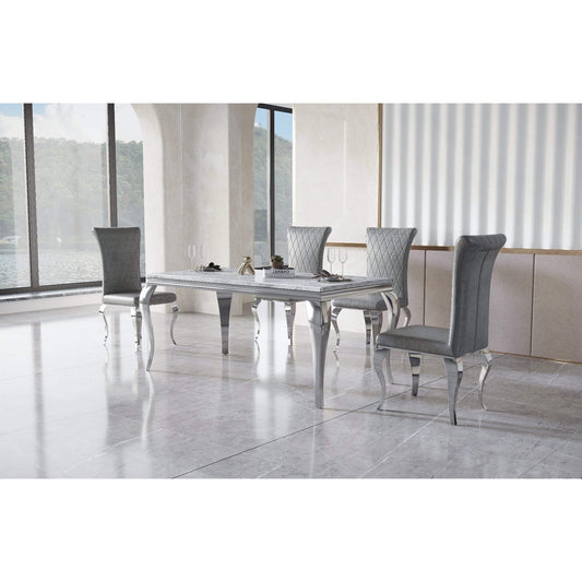 Grande Marble Dining Table with Stainless Steel Base