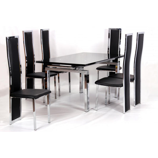 Highgrove Extending Dining Table Chrome & Black