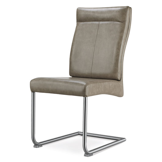 Harper Special PU Brown Chairs with Brushed Stainless Steel (2s)