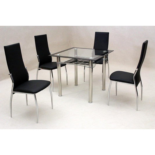 Jazo Black Dining Table Chrome