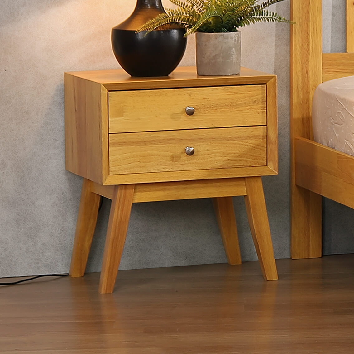 Kempton Bedside Solid Hardwood Natural Oak