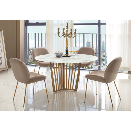 Kilmar Marble Effect Glass Dining Table with Stainless Steel Legs