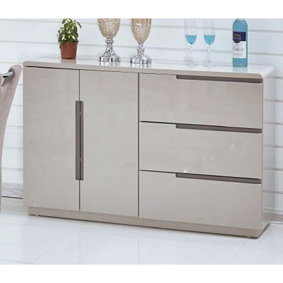 Knightsbridge High Gloss Sideboard Cappuccino