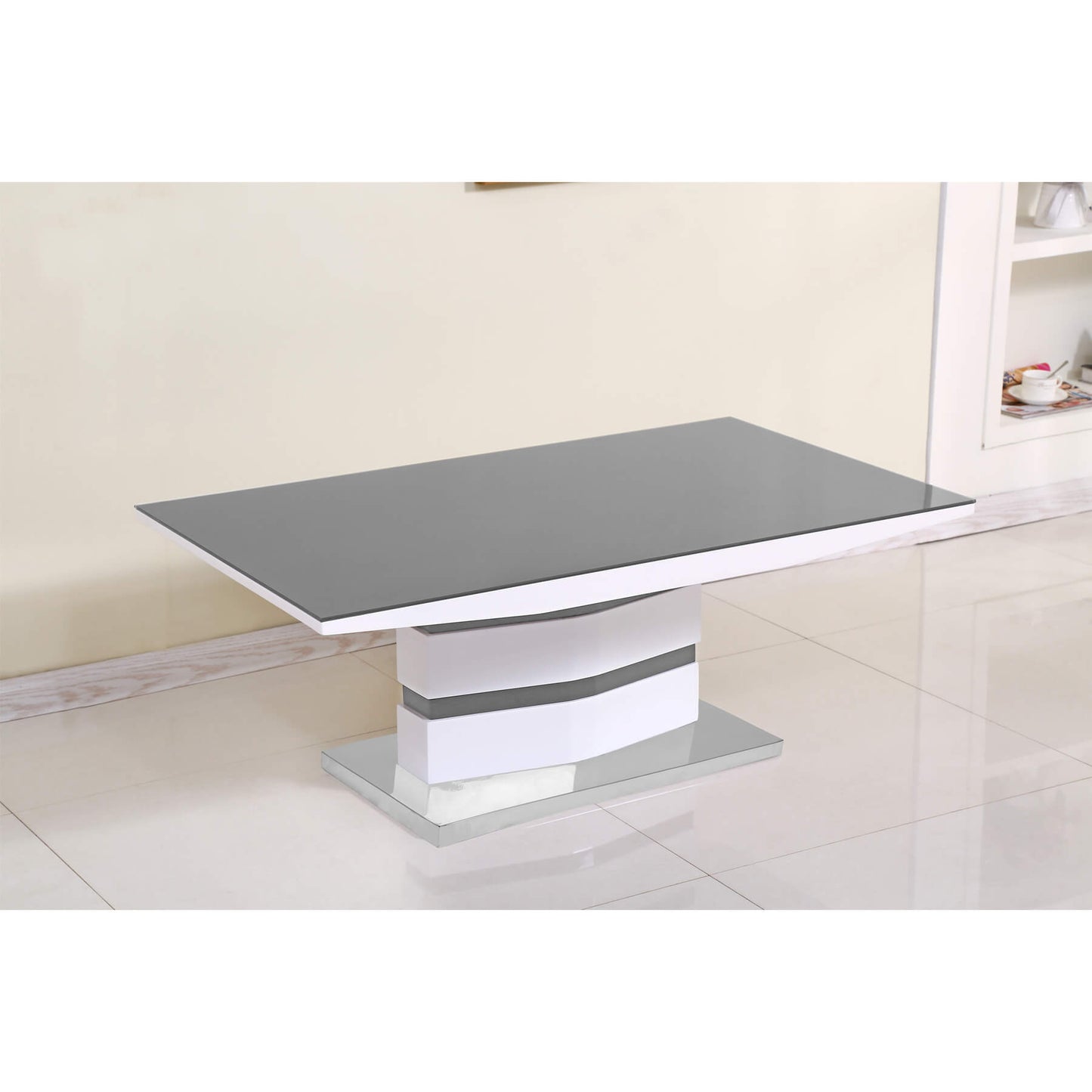 Leona High Gloss Coffee Table White & Grey