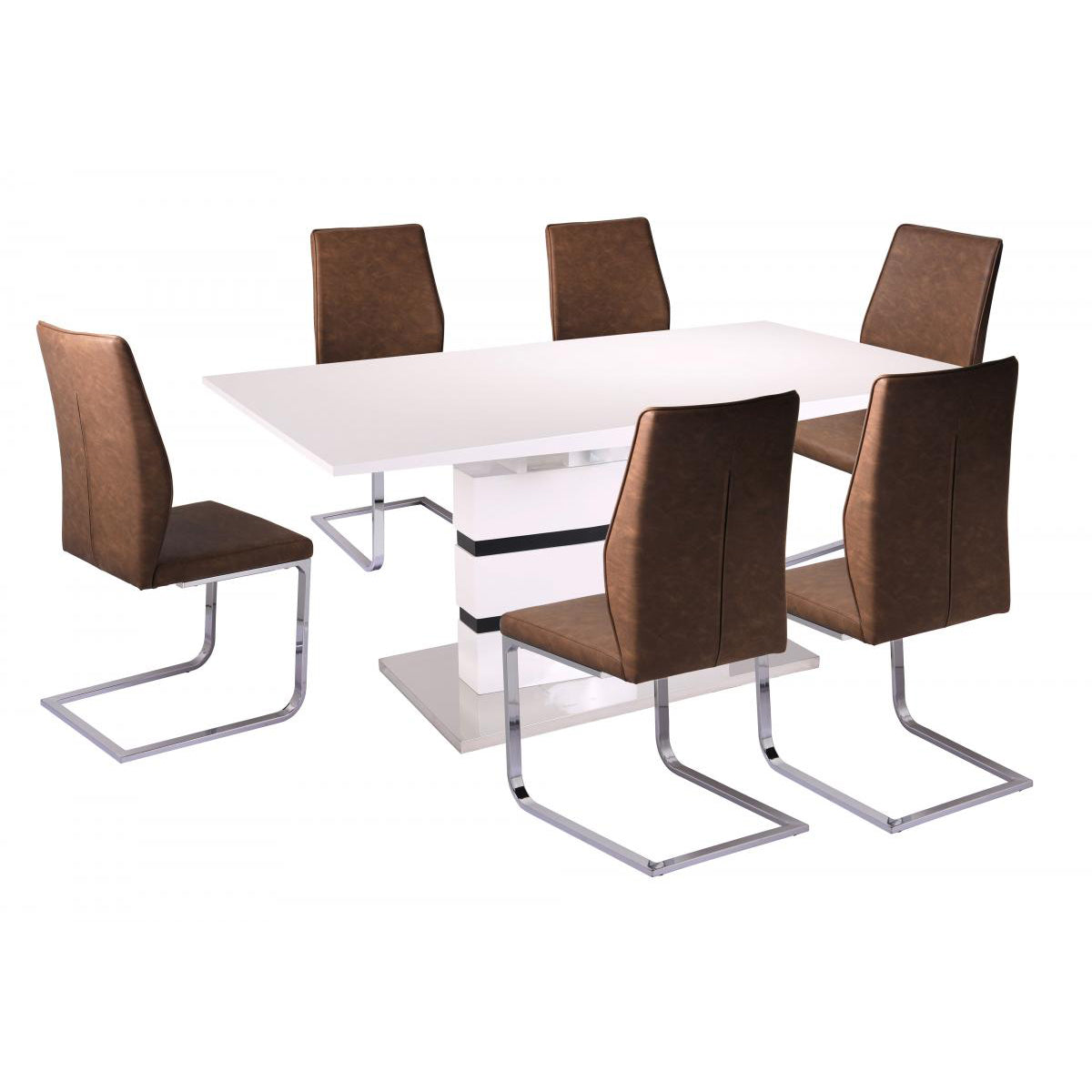 Leona PU Chairs Chrome & Brown