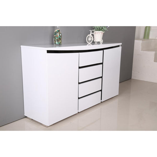 Leona High Gloss Side Board White & Black