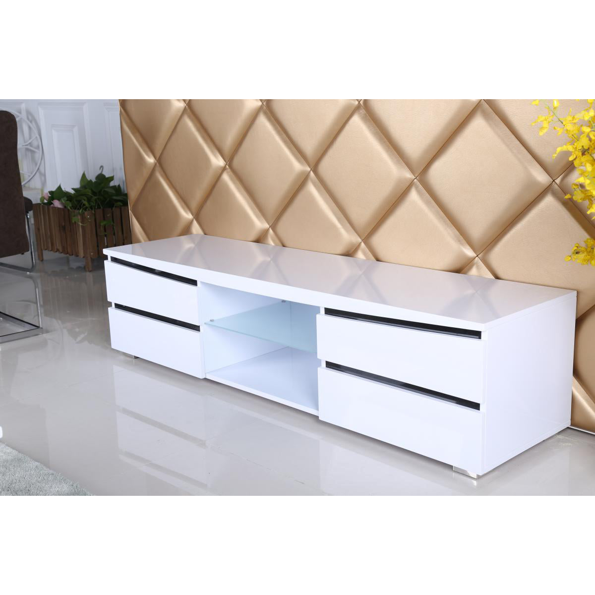 Leona High Gloss TV Unit White & Black