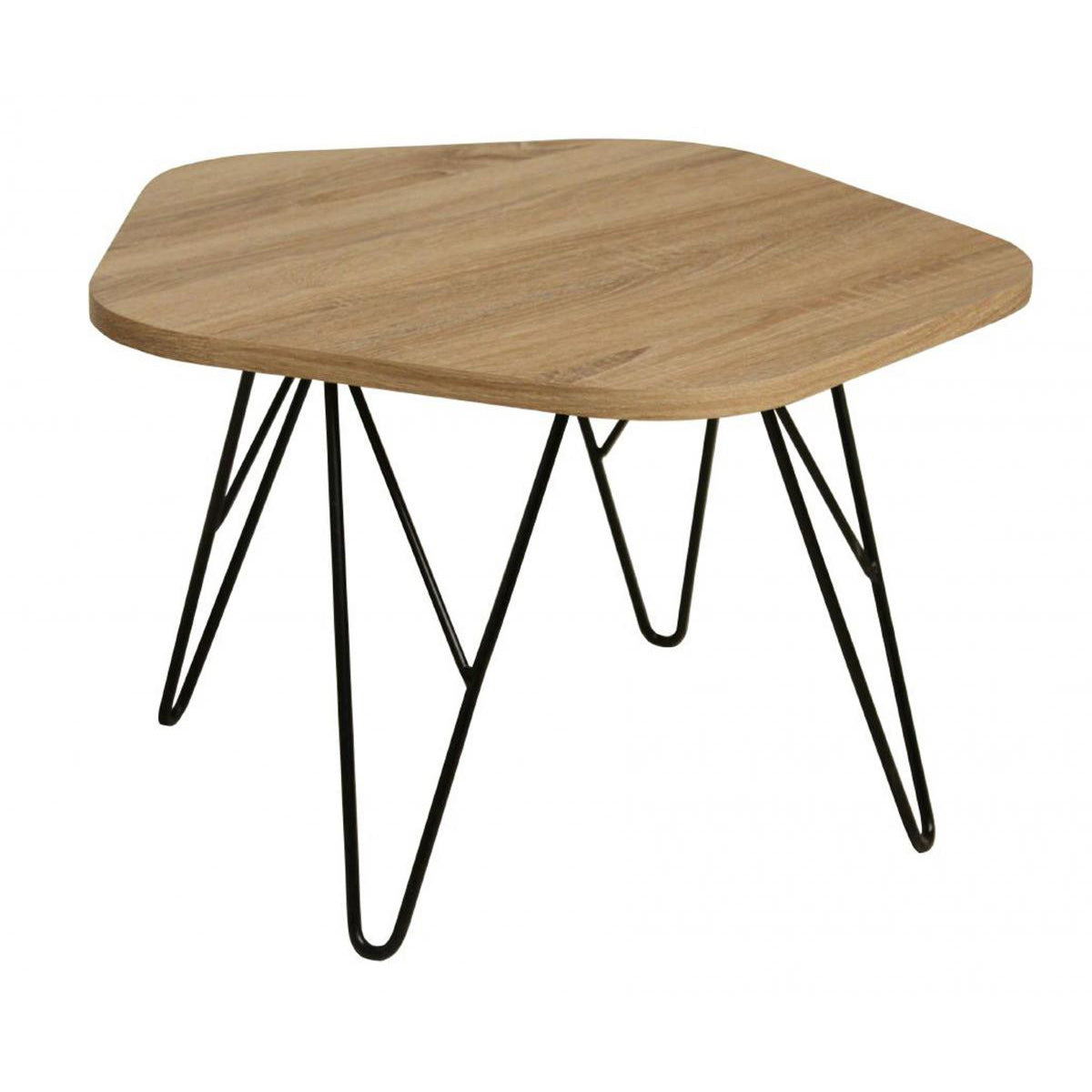 Lugano Coffee Table Natural with Black Metal Legs