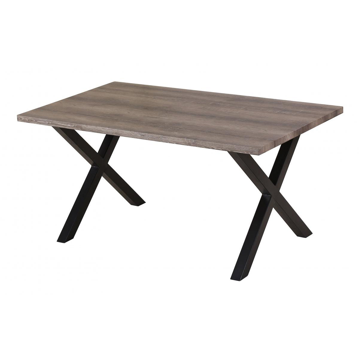 Manhattan Dining Table Grey Rustic with Black Metal Legs