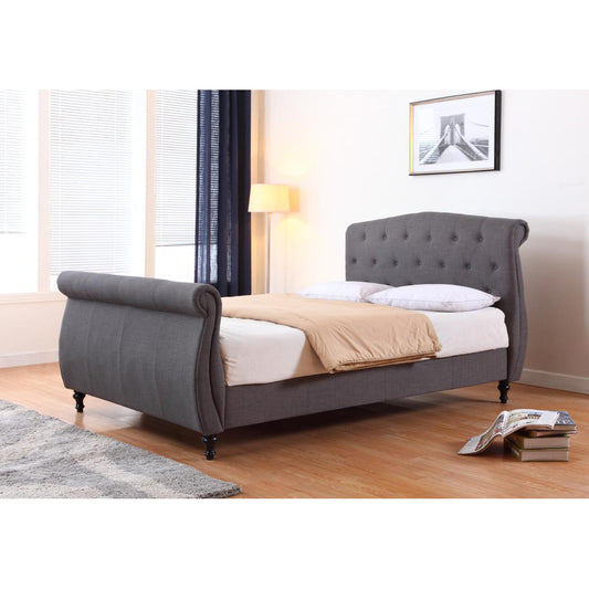 Marianna Linen King Size Bed Dark Grey