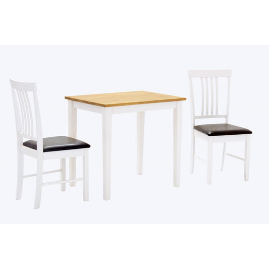 Massa White Small Dining Set with 2 Chairs Oak & White