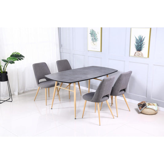 Matola Fabric Dining Chair Grey & Beech