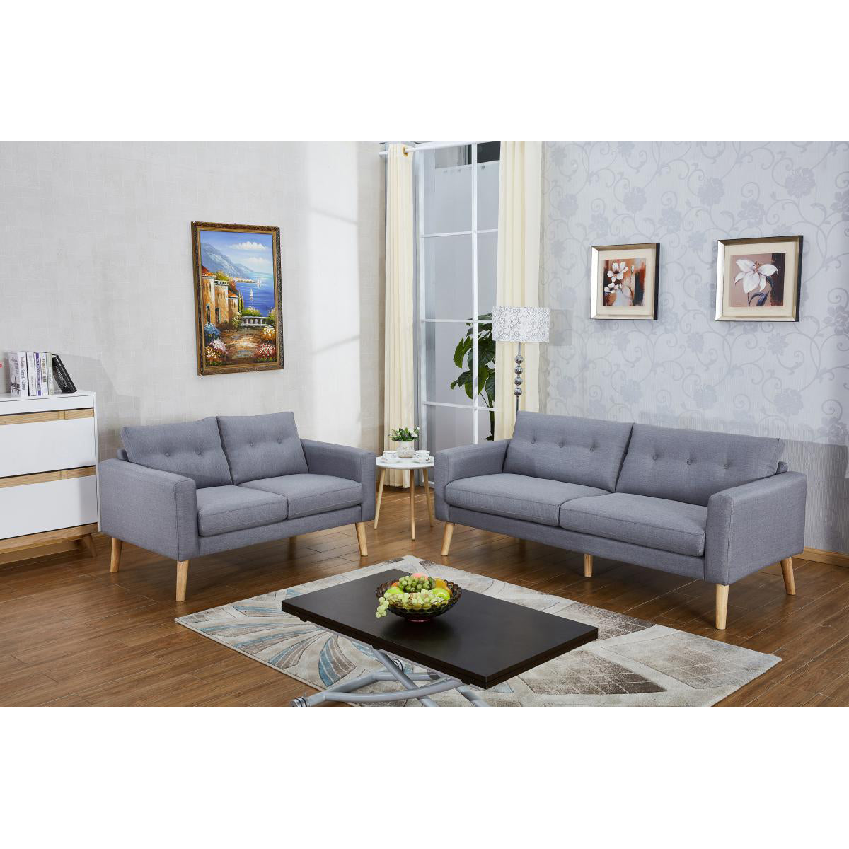 Megan Fabric 2 Seater Sofa Grey