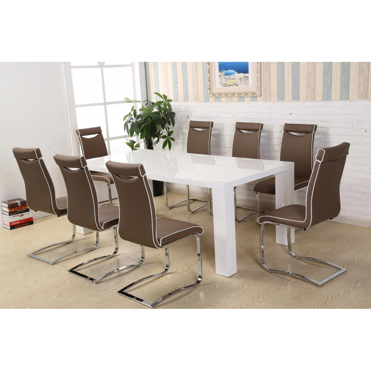 Melinda PU Chairs Chrome & Brown (2s)