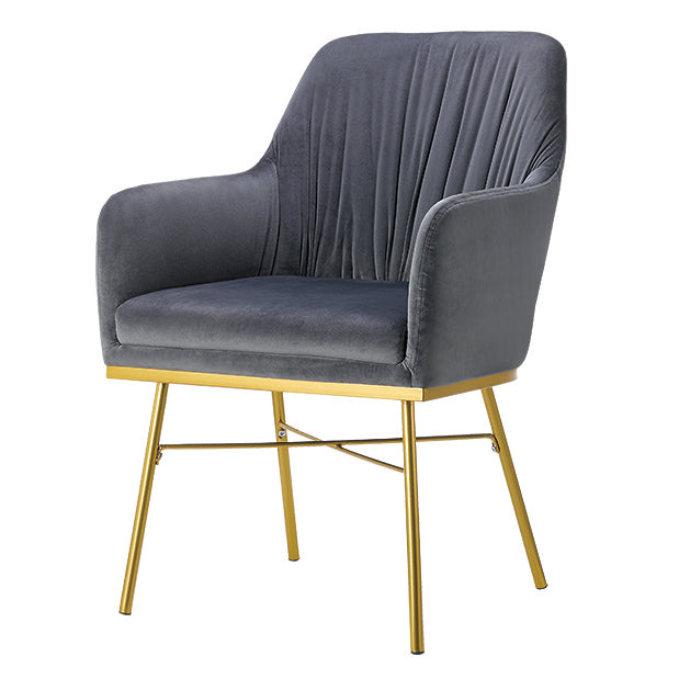 Middleton Velvet Arm Chair Grey with Gold Metal Legs