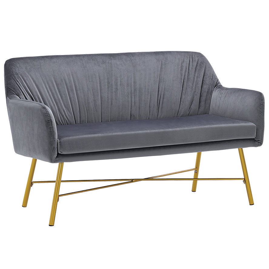 Middleton Velvet Sofa 2S Grey with Gold Metal Legs