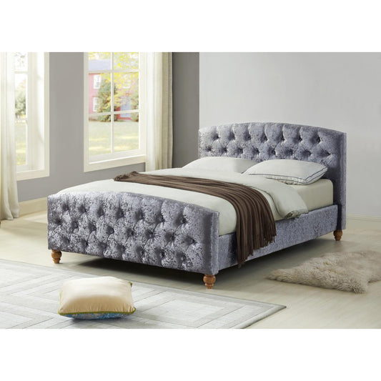 Millbrook Crushed Velvet Double Bed Silver