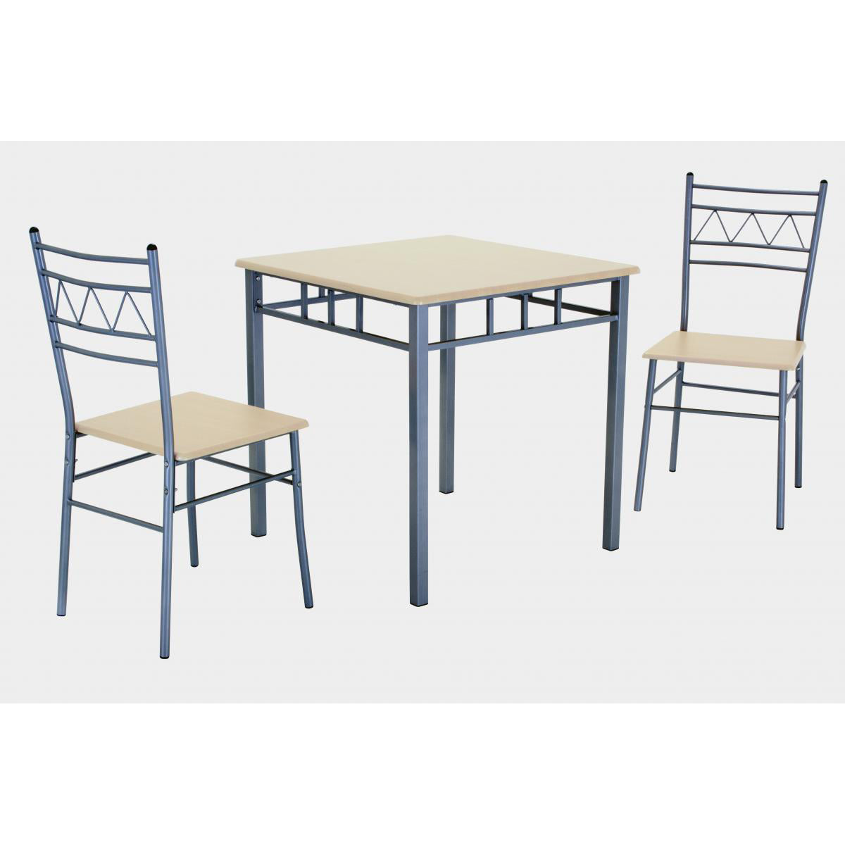 Oslo Small Dining Set with 2 Chairs Silver & Beech