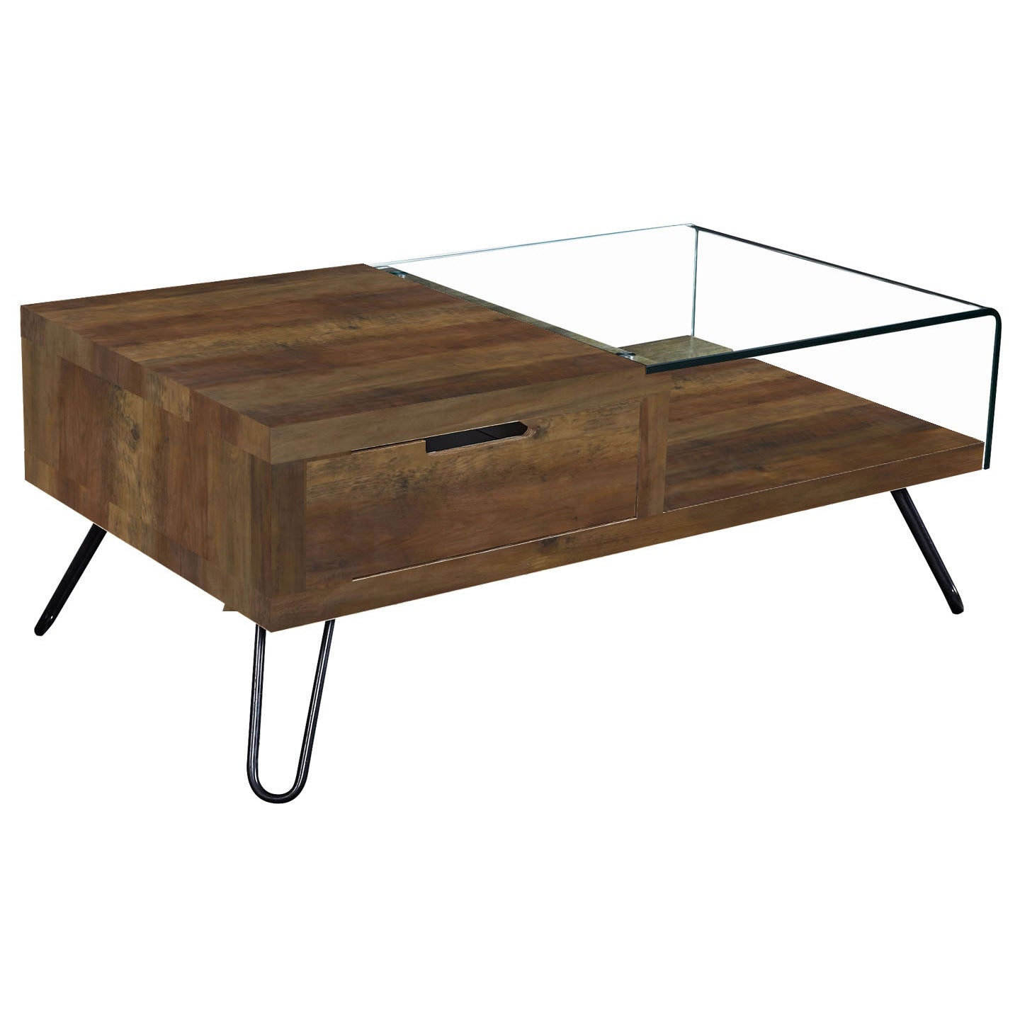 Overton Coffee Table Oak Effect & Bent Glass